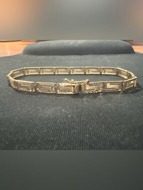 14k Yellow Gold Open Geometric Greek Key Link Bracelet 6.8 Grams Sz 7